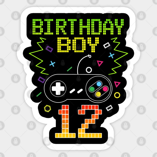 Birthday Boy 12 Video Game Controller Gamer 12th Birthday Sticker by ruffianlouse
